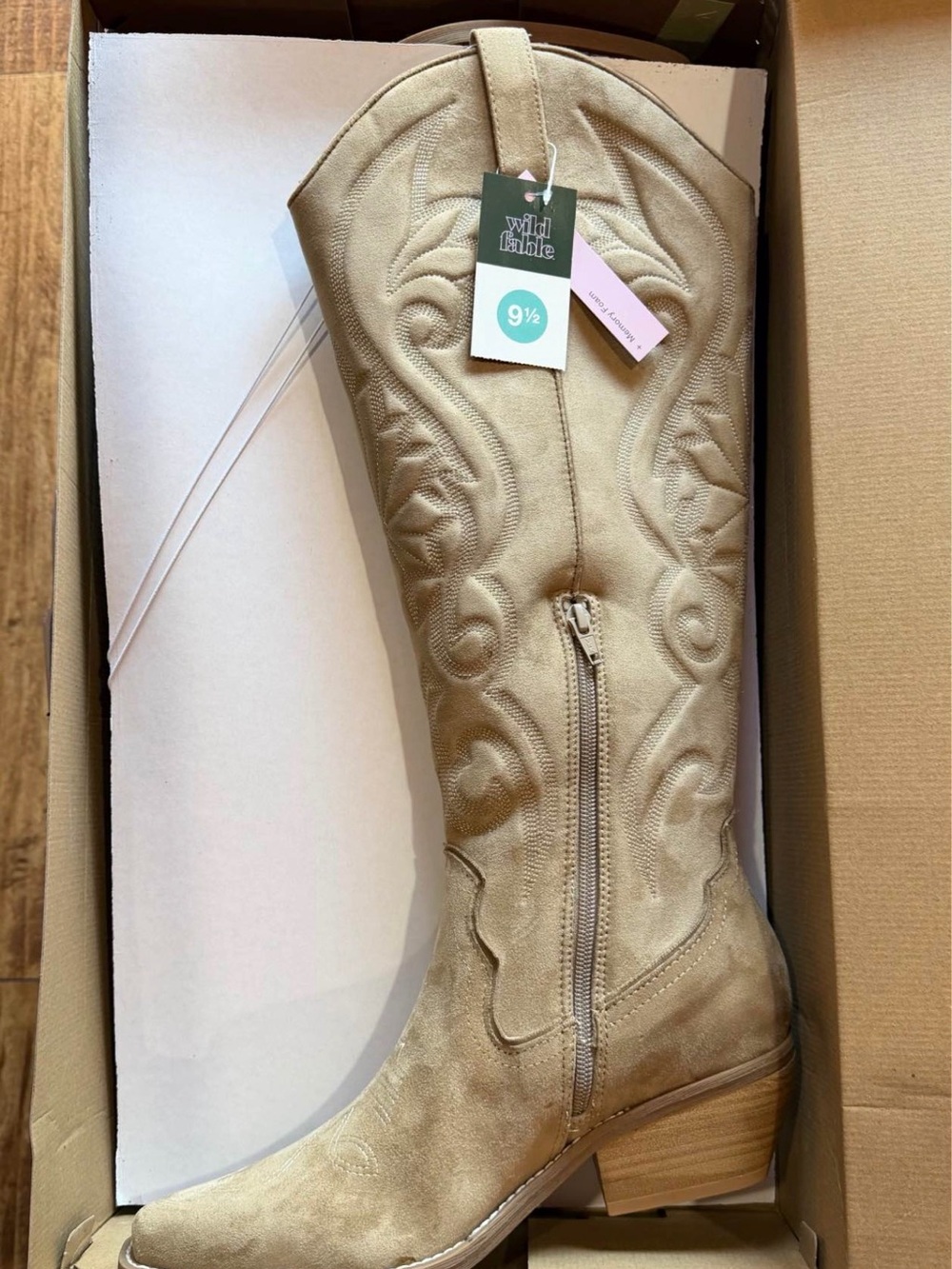 wild fable Tan Embroidered Western Knee Boot